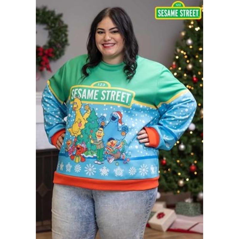 Adult Sesame Street Christmas Sweatshirt X-Small