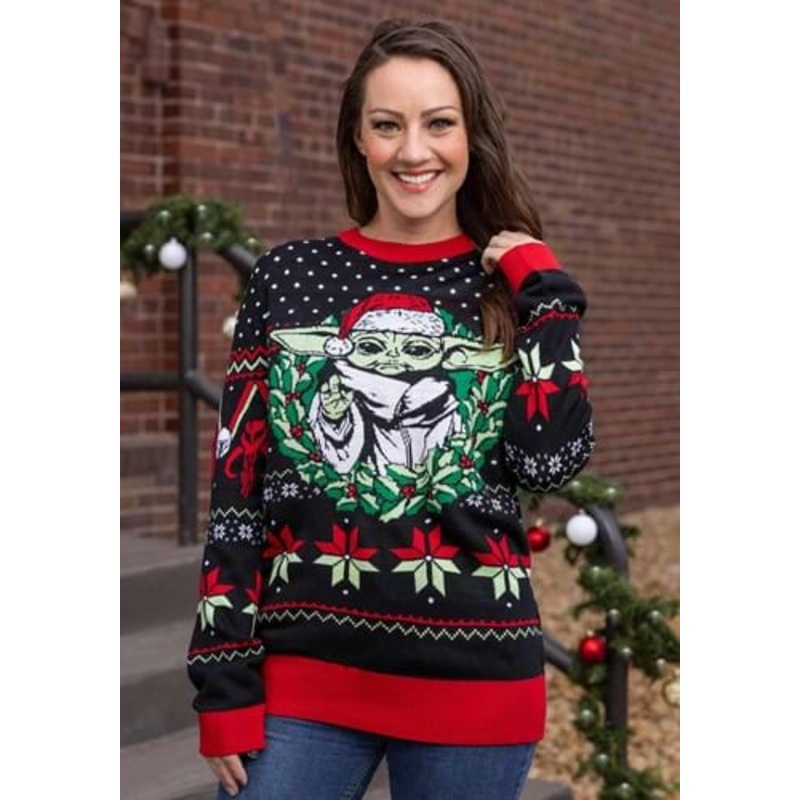 Adult Star Wars Grogu Wreath Holiday Sweater Small