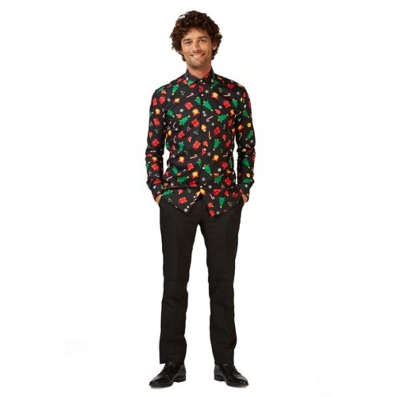 Christmas Icons Button Up Shirt for Adults Small
