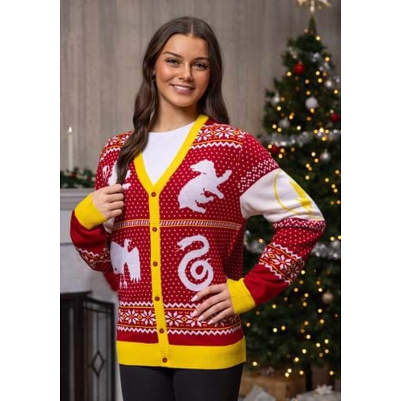 Harry Potter Hogwarts Ugly Christmas Cardigan for Adults Small