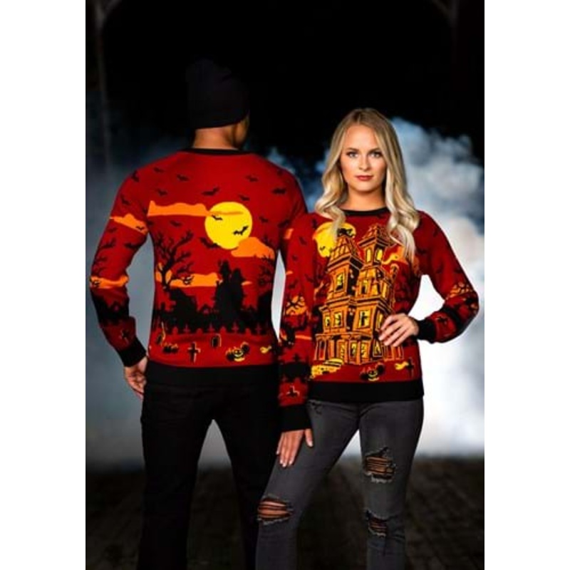 Haunted House Halloween Sweater for Adults X-Large