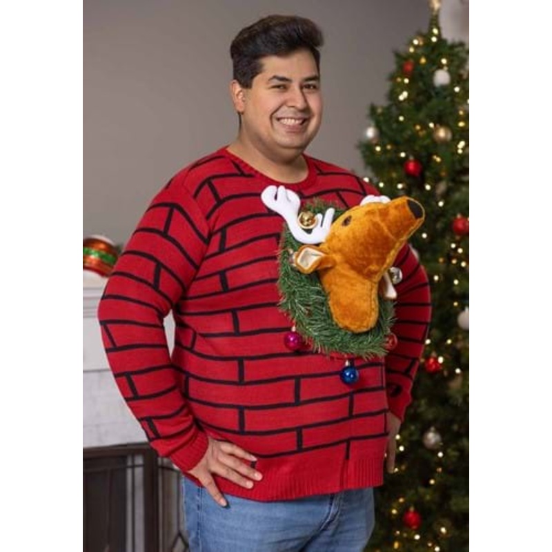 Reindeer Head Ugly Christmas Sweater X-Small