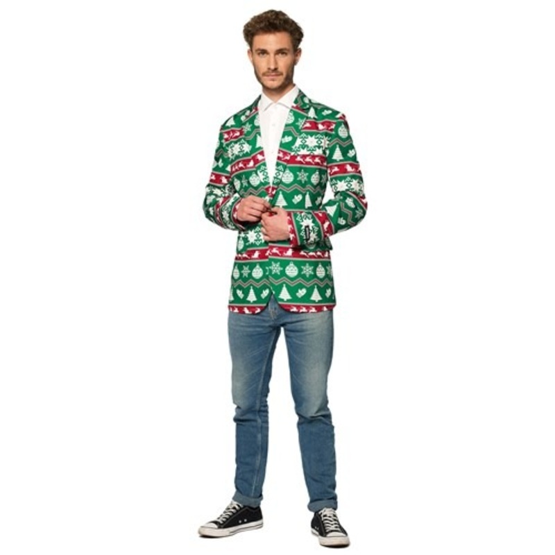 Suitmeister Christmas Green Nordic Men's Blazer Small