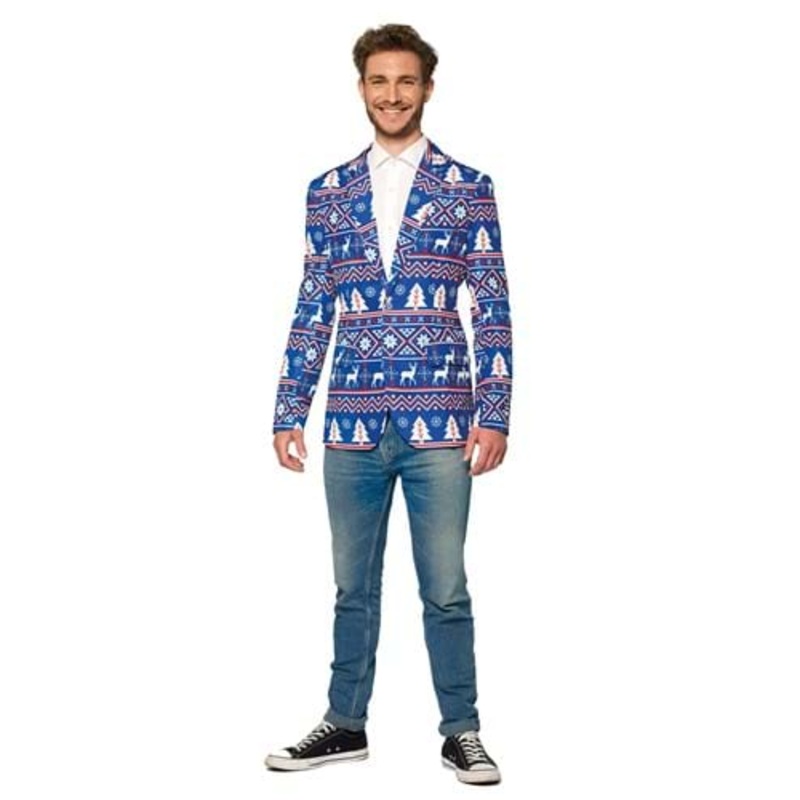 Suitmeister Nordic Christmas Blue Blazer Medium
