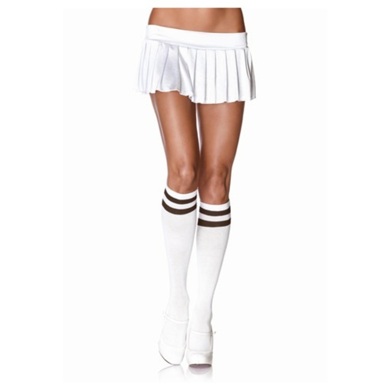 White/Black Athletic Knee High Stockings for Women Standard