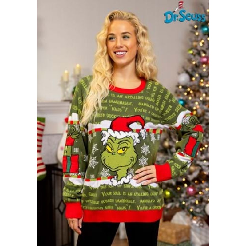 You're a Mean One Mr. Grinch Adult Sweater X-Small