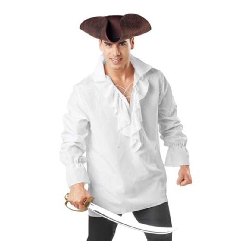 Men's White Pirate Costume Shirt Standard