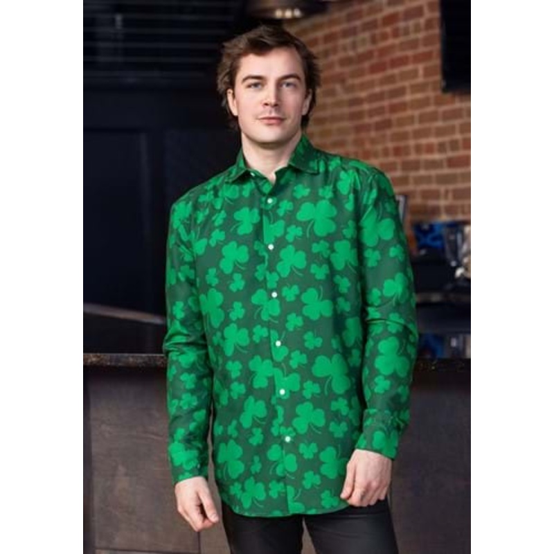 Mens Suitmeister Button Up St. Pats Green Shirt Small