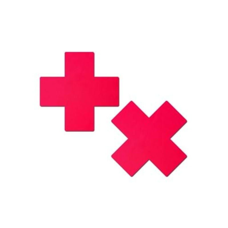 Plus X Neon Red Cross Pasties from Pastease Standard