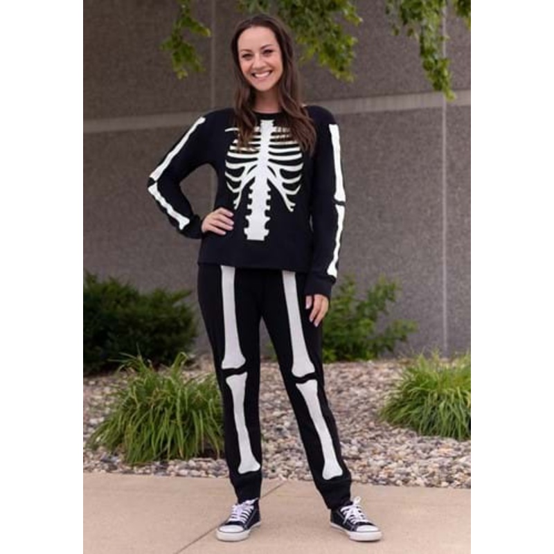 Skeleton 2 Piece Jogger Sleep Set for Women X-Small