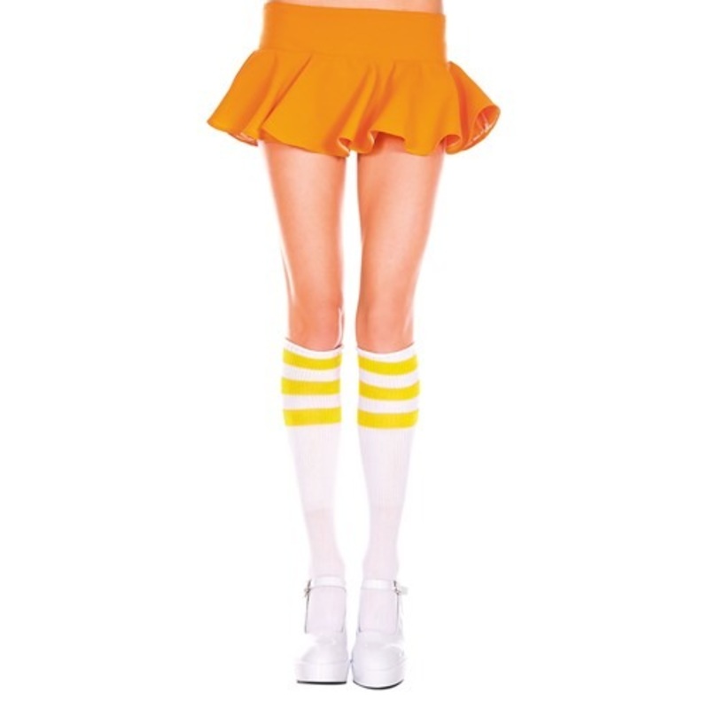 White/Yellow Athletic Knee High Stockings Standard