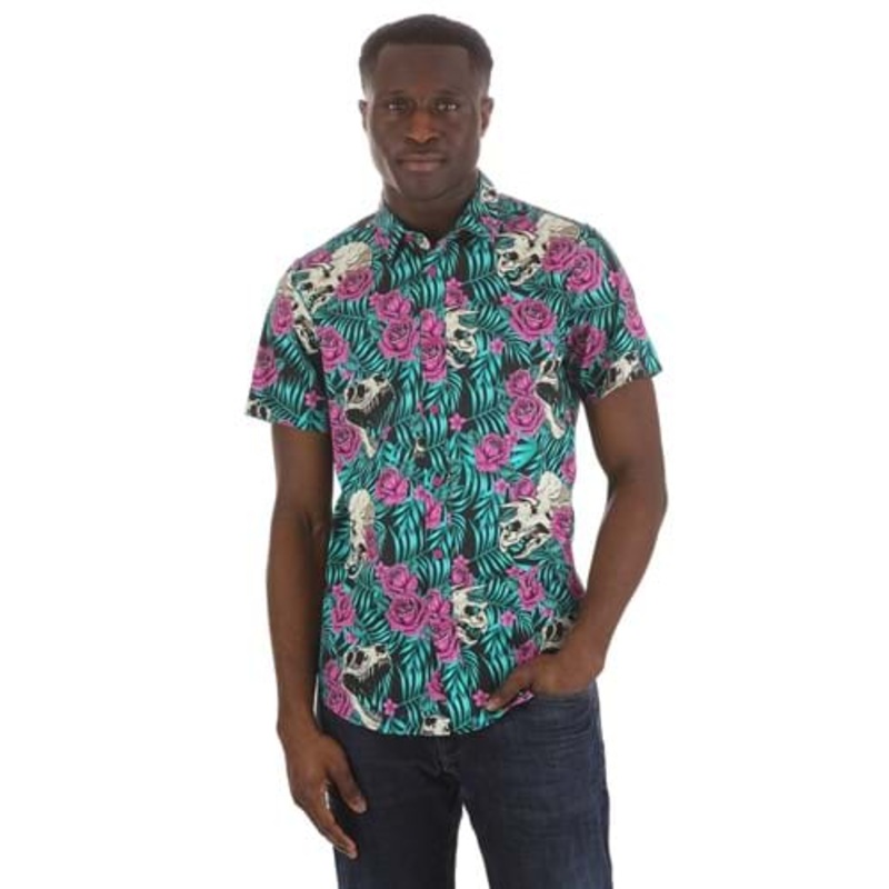 Adult Dinosaur Bones Button Up Shirt. X-Small