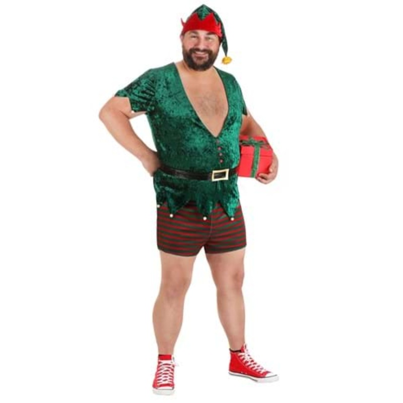 Plus Size Sexy Christmas Elf Costume for Men 2X