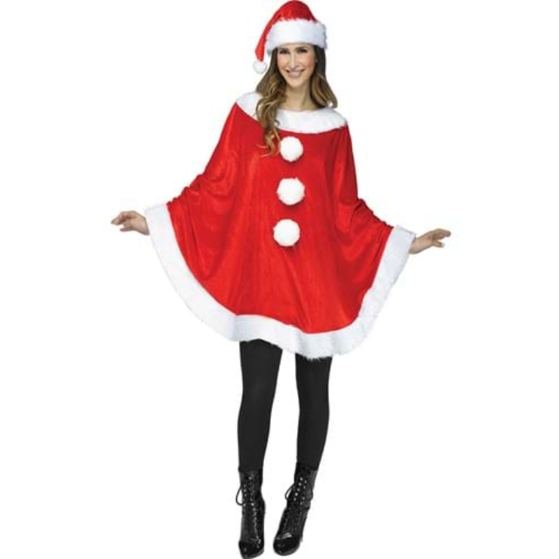 Plush Santa Claus Costume Poncho Standard