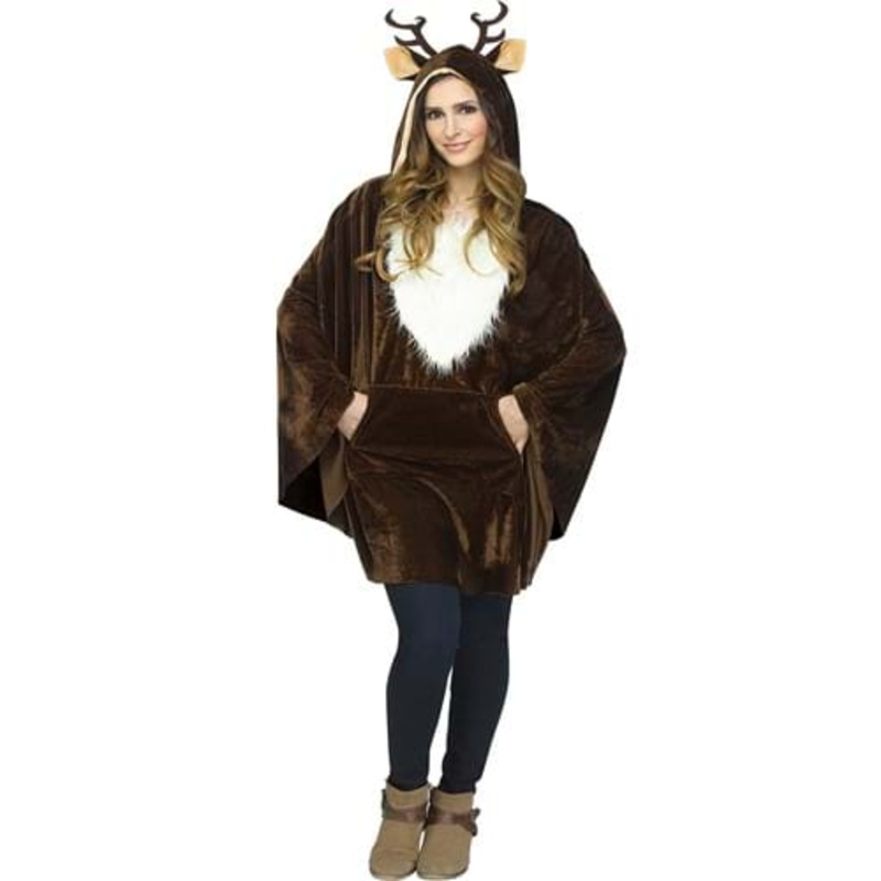 Reindeer Plush Poncho Costume Standard