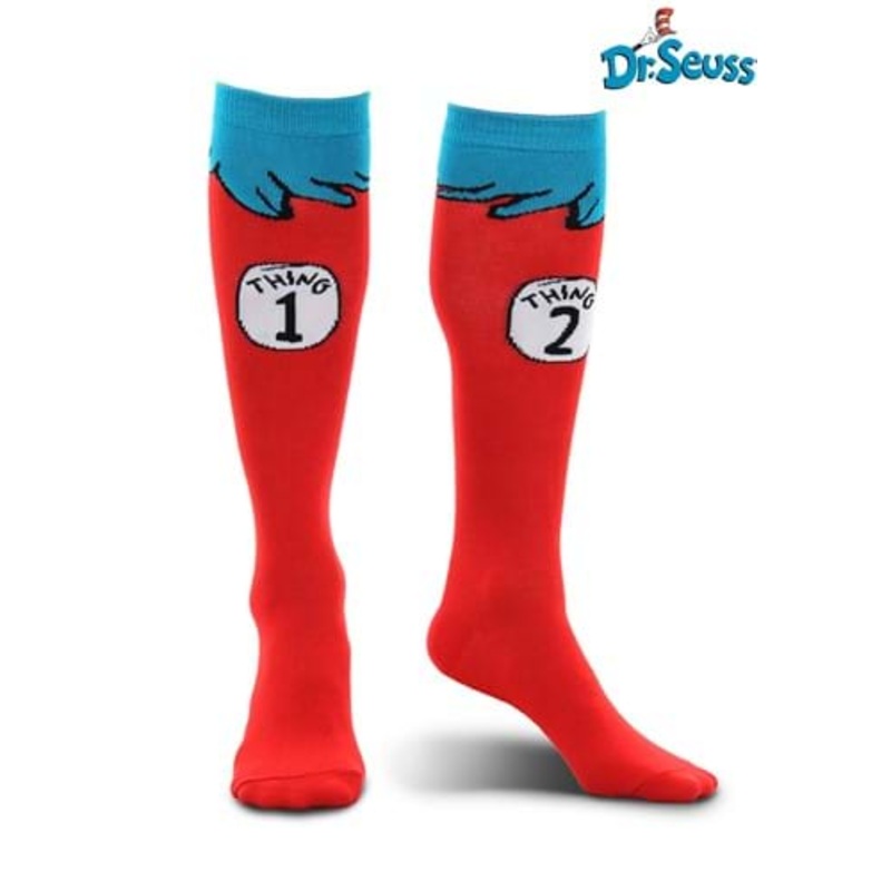 Thing 1 & 2 Costume Socks for Adults Standard