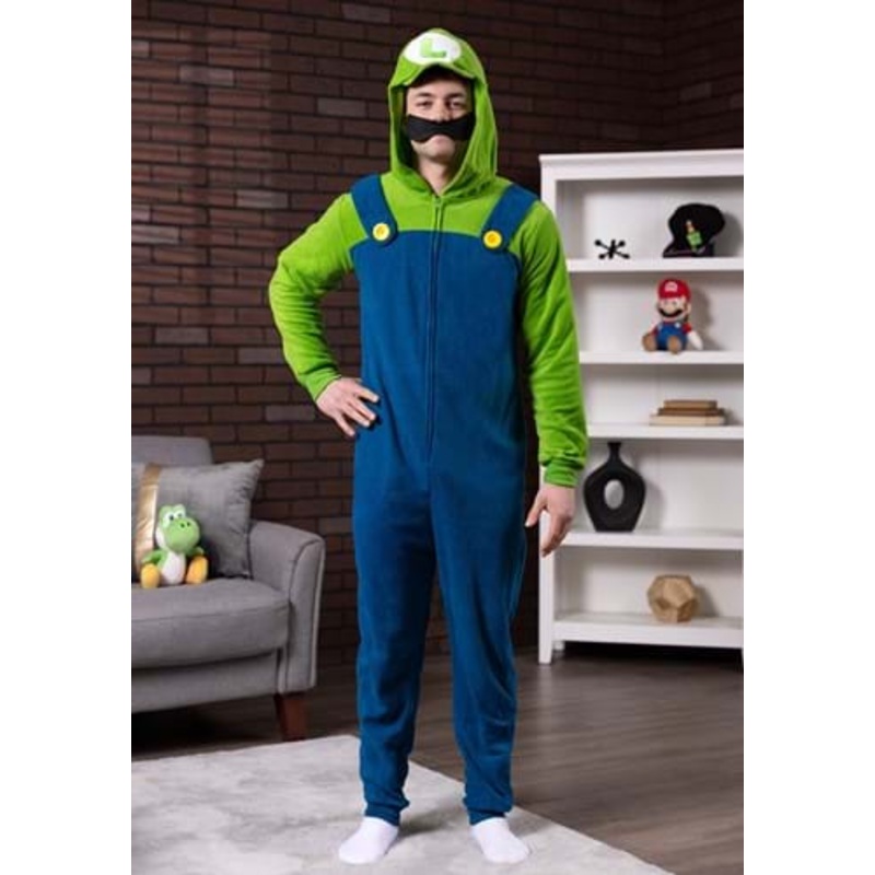 Adult Luigi Unisex Microfleece Union Suit Small