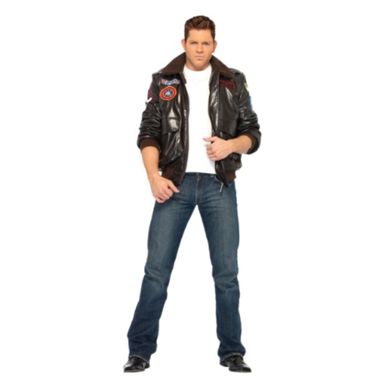 Mens Top Gun Bomber Jacket Costume Large