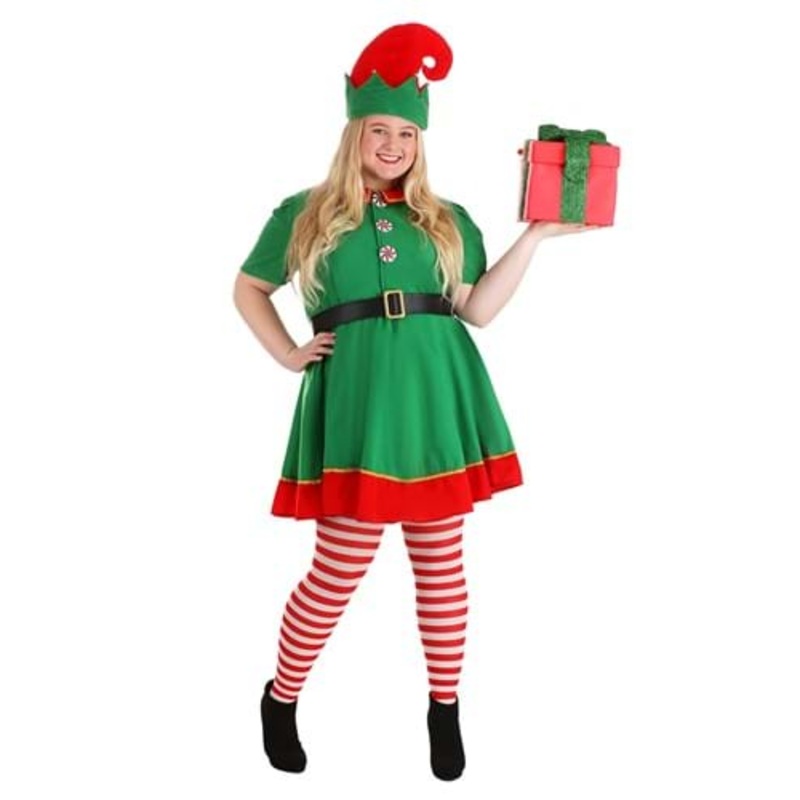 Plus Size Holiday Elf Women's Costume 1X