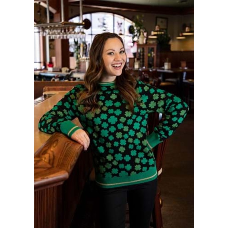 Adult Clovers All-Over Print St Patrick's Sweater X-Small