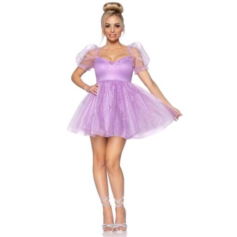 Lavender Irridescent Organza Babydoll Dress Costume for Women Medium