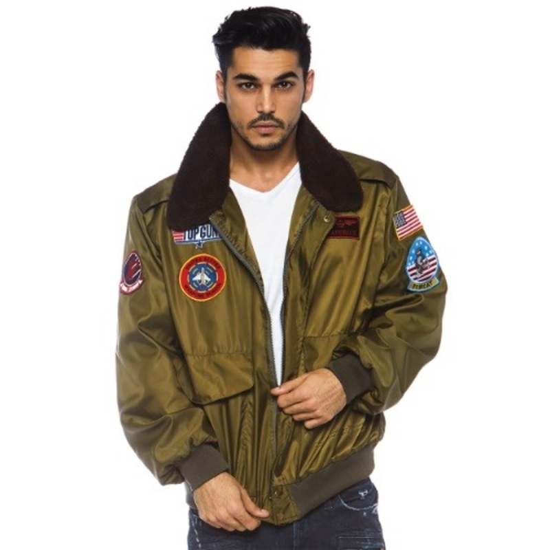 Mens Top Gun Nylon Bomber Jacket Costume Medium
