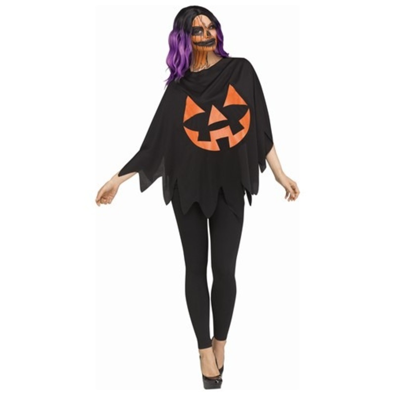 Women's Dark Jack O'Lantern Poncho Standard