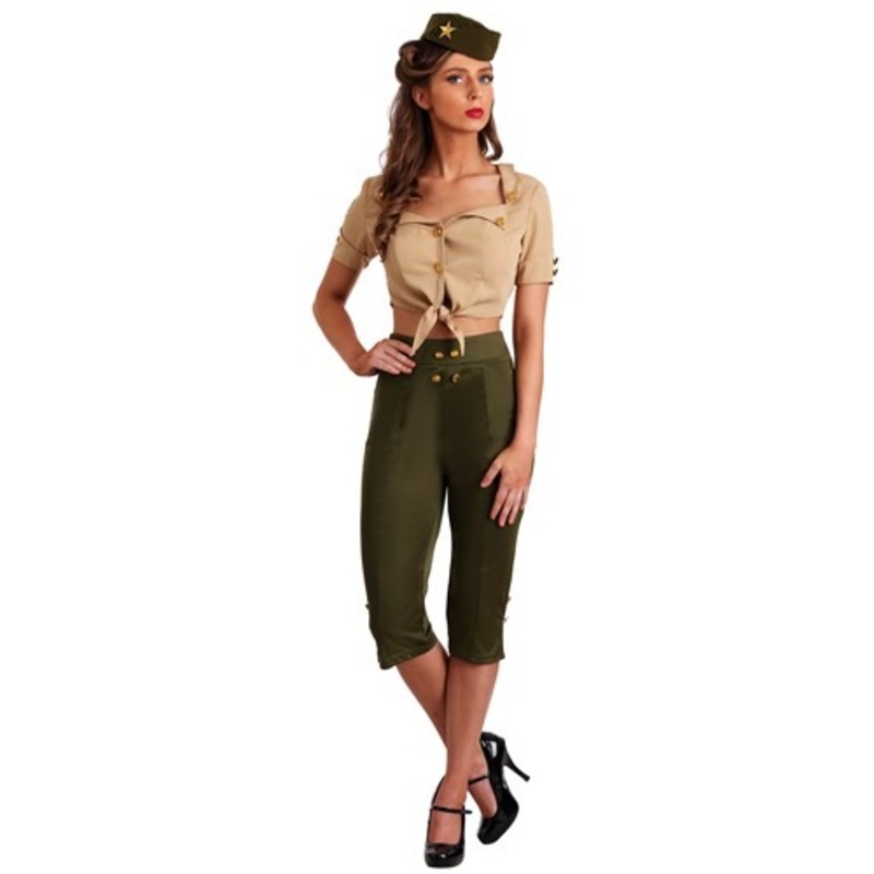 Women's Vintage Pin Up Soldier Costume Large