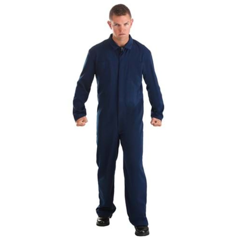 Costume of a Blue Mechanic Coveralls Murderer Medium