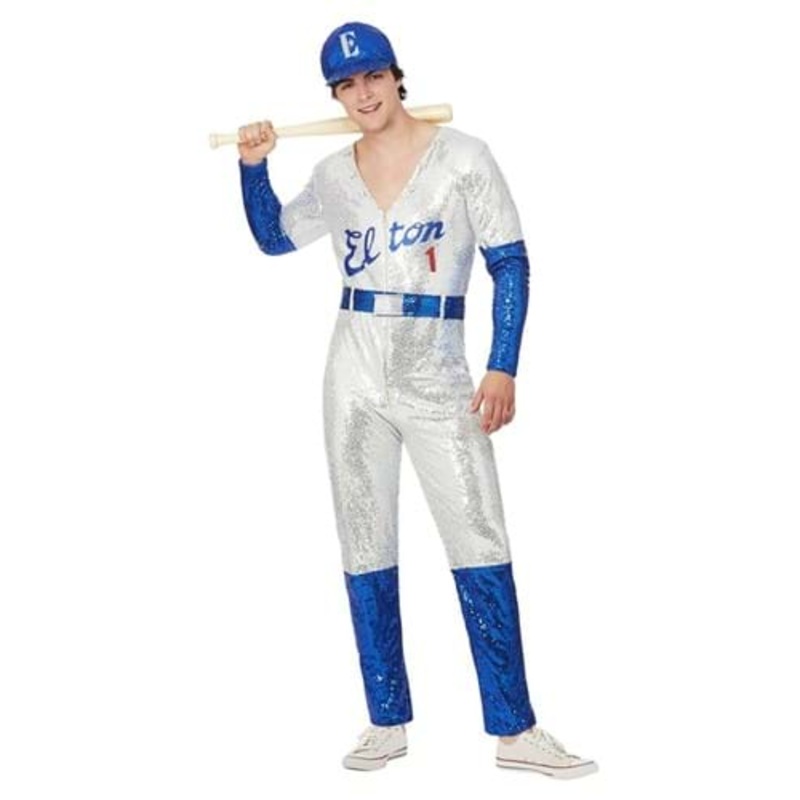 Elton John Deluxe Sequin Baseball Costume for Men Medium