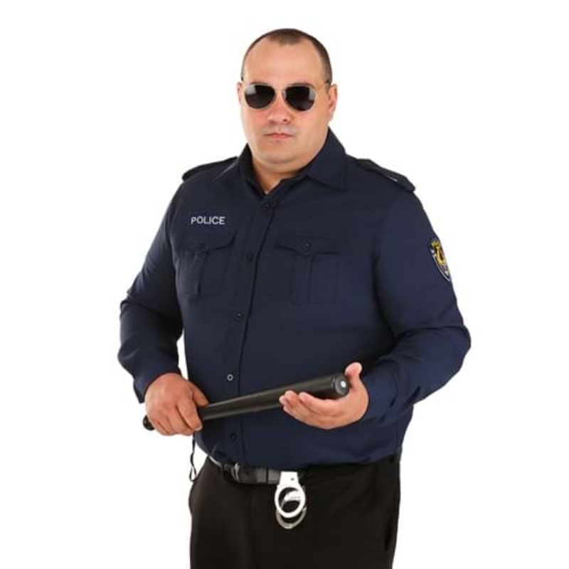 Plus Size Adult Long Sleeve Police Shirt 2X