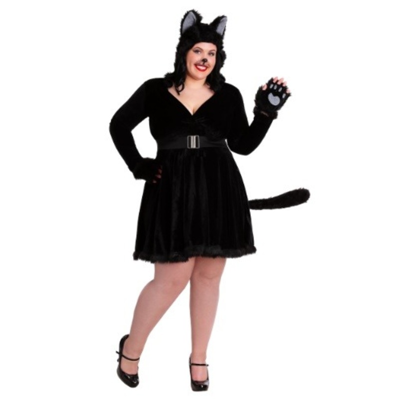 Plus Size Women's Black Cat Costume Dress 1X