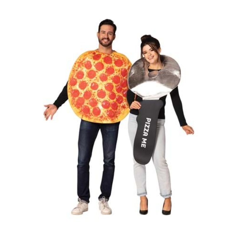 Pepperoni Pizza and Pizza Cutter Couples Costume for Adults Standard