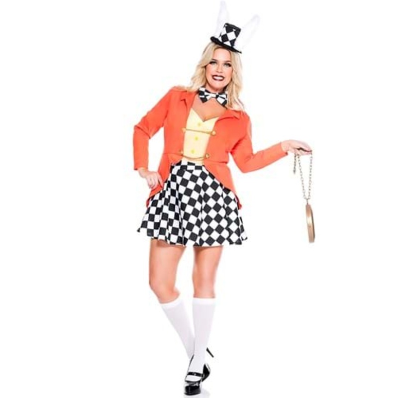 Plus Size Sexy Adventurous White Rabbit Costume for Women 1X/2X