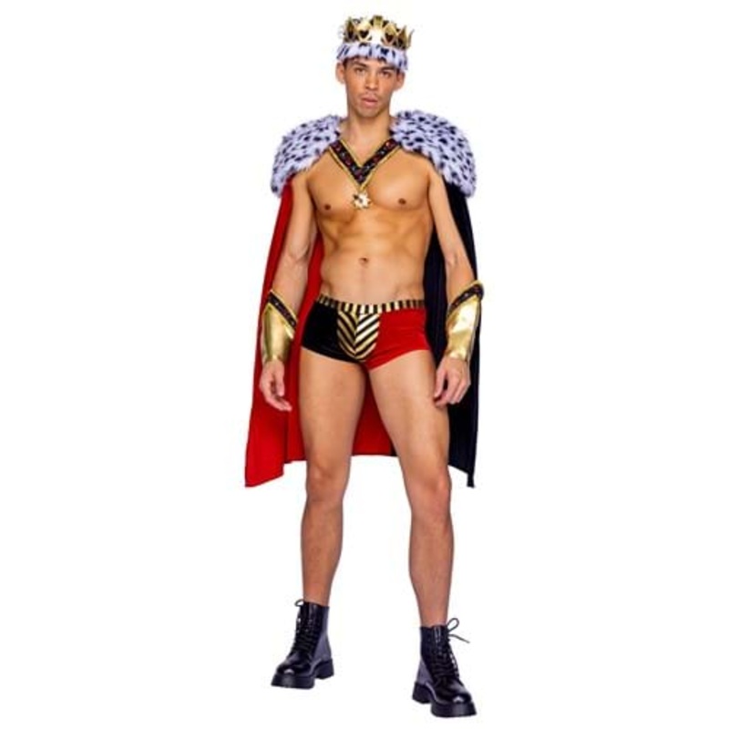 Sexy Faux Fur Royal King of Hearts Men's Costume Small