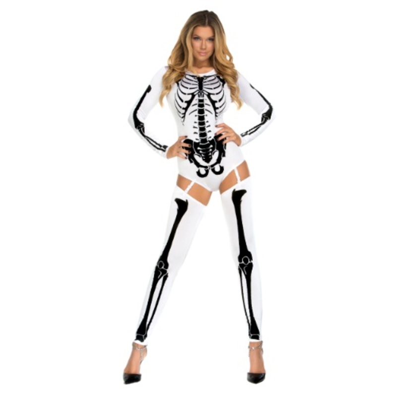 Sexy White Bad to the Bone Costume for Women X-Small/Small
