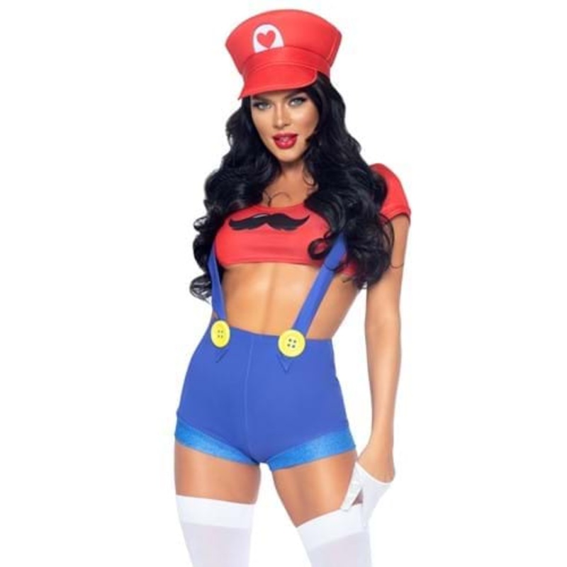 2 Piece Red Gamer Babe Sexy Women's Costume Medium