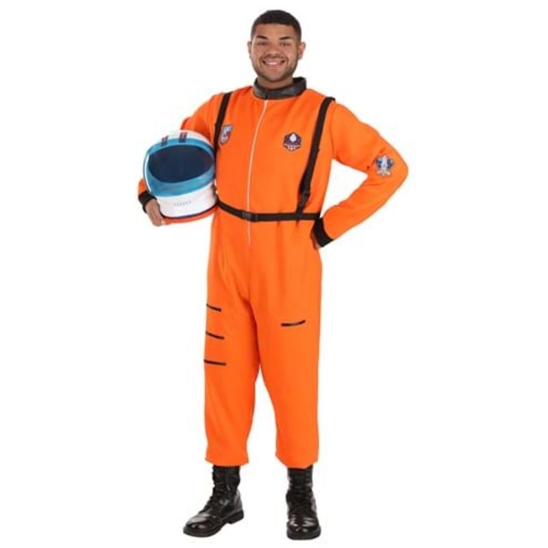 Adult Plus Size Classic Orange Astronaut Costume 2X/3X