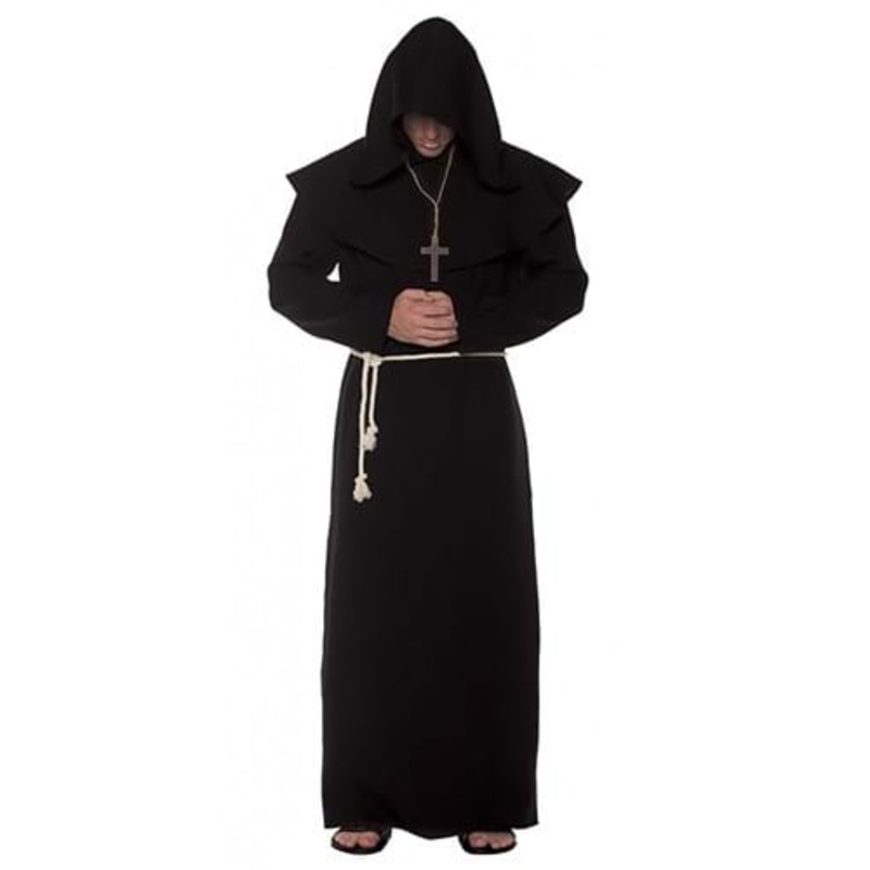 Monk Black Robe Costume for Men Standard