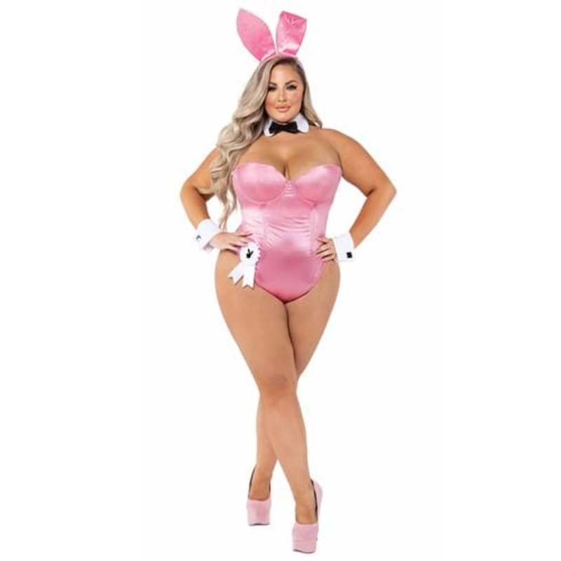 Plus Size Pink Playboy Bunny Sexy Women's Costume 2X