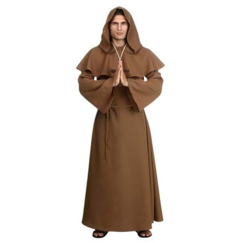 Adult Brown Monk Robe Costume Medium