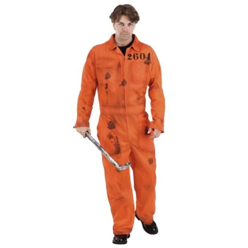 Distressed Prisoner Jumpsuit Costume for Adults Large