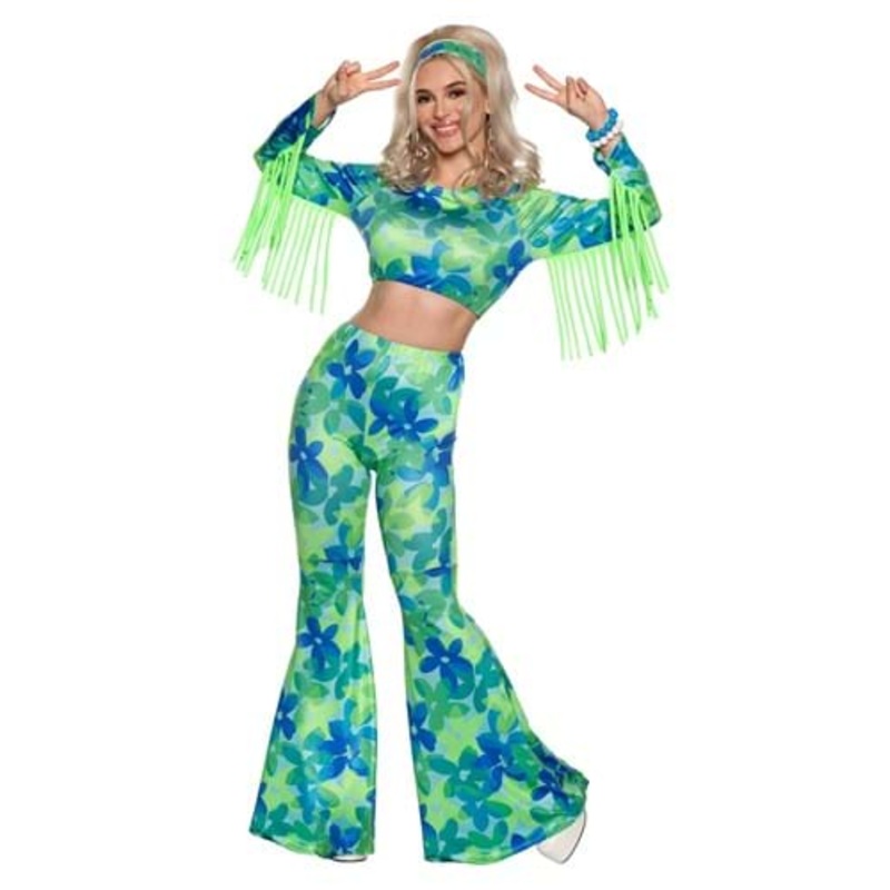 Green and Blue Flower Power Women's Costume Small