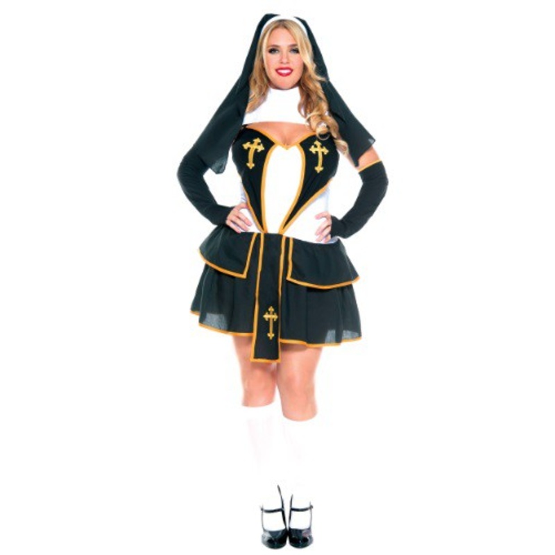 Plus Size Flirty Nun Costume for Women 1X/2X