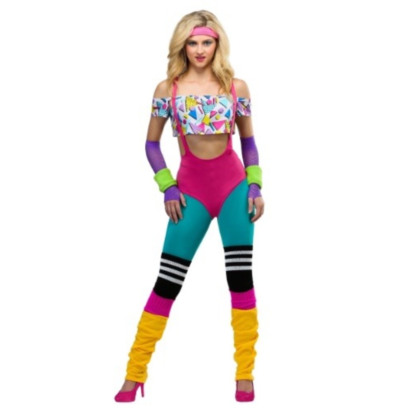 Women's Work It Out 80's Costume Small