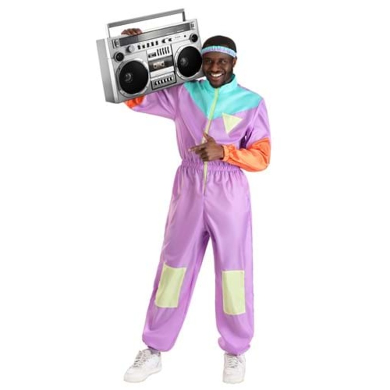 80's Purple Tracksuit Costume for Men Small