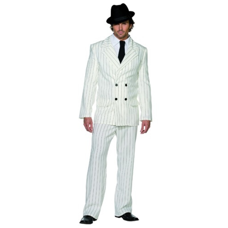 Men's White Gangster Costume Small