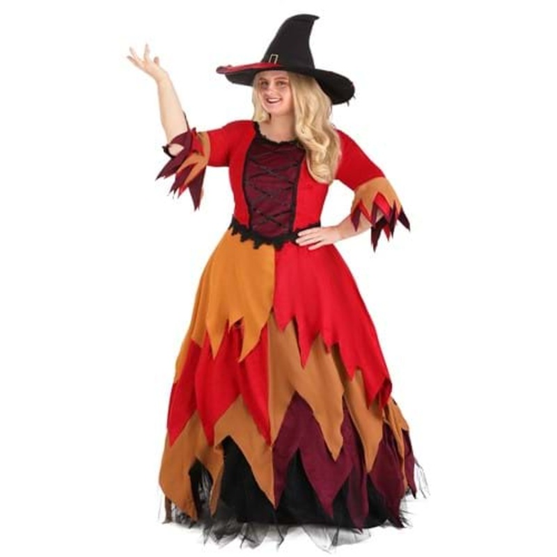 Plus Size Autumn Harvest Witch Costume for Women  1X