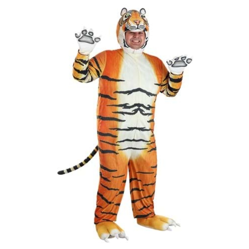 Plus Size Realistic Tiger Costume for Adults 2X
