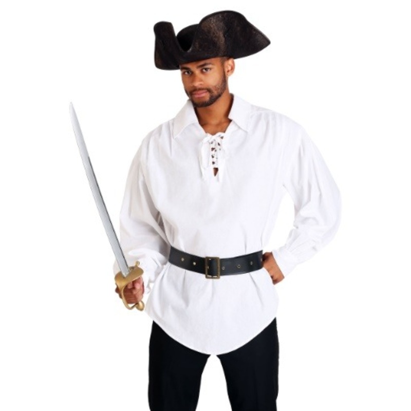 White Ruffled Pirate Costume Adult Shirt Standard